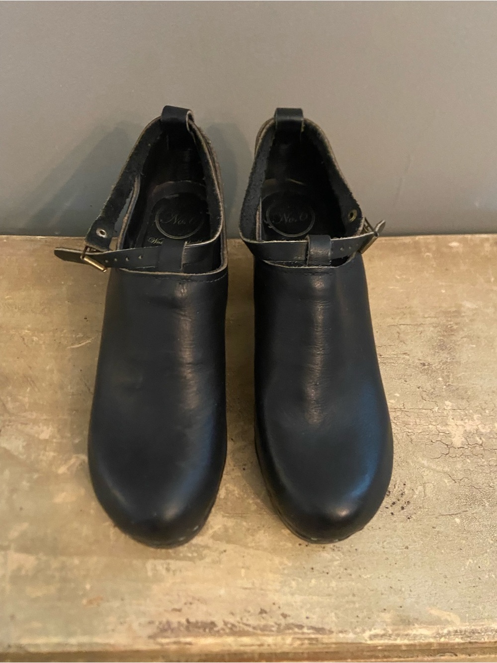 Women's Black Leather Swedish Clog Heels - made in sweden size 40 - Picture 7 of 8